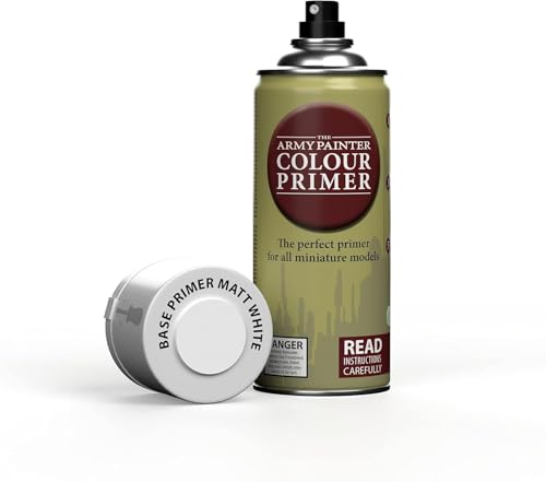 The Army Painter, Colour Primer Matt White, 400 ml acrylic spray | Spray Paint Basecoat for Miniature Model Undercoat Priming, Plastic Wargames, DnD & Warhammer - color: Matt White