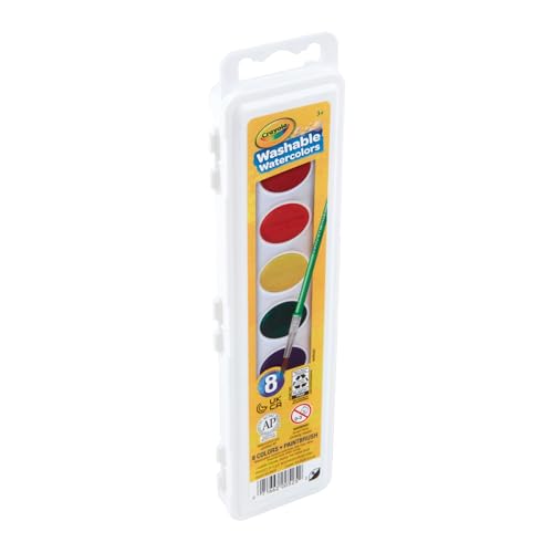 Crayola Washable Watercolors, Kids Paint Set, 8ct