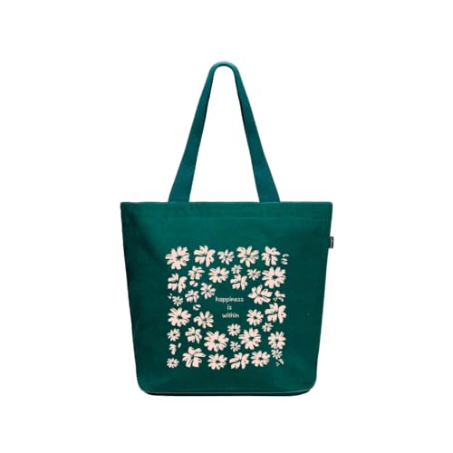 Ecoright Aesthetic Canvas Tote Bag for Women Large Zipper Tote Bags with Pocket, Womens Tote Bag for Yoga, Work, Beach - color: Perfectly Pachy