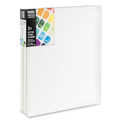 Liquitex BASICS Canvas, 3 pack, 16" x 20" | Archival, Acid-Free, Non-Toxic, Medium Texture Cotton, Pre-primed with a triple layer of acrylic gesso, Stapled & Stretched - style: 16" x 20"