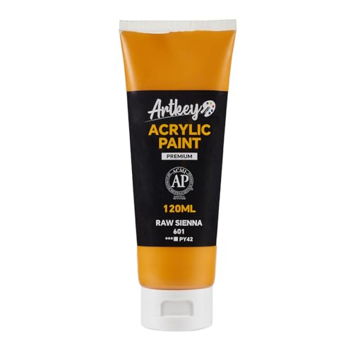 Artkey Acrylic Paint - Raw Sienna (120 ml/4.06 oz) Tubes, Rich & Vibrant Pigments, Professional Artists Acrylic Paints - Art Supplies for Canvas Wood Rock Clay Fabric Ceramics Art Crafts Painting - color: Raw Sienna, size: 4.06 Fl Oz (Pack of 1)