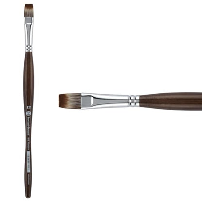 Borciani e Bonazzi Unico Synthetic Mongoose Artist Paint Brush - Series 801 Flat - Size #12 - Watercolors, Oil & Acrylic Paint - Handcrafted in Italy, Anti-Roll Design, Ergonomic Medium Handle - size: 12