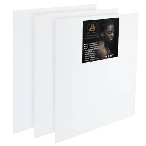 New York Central Portrait-Smooth Artist Canvas Panel 4x12 - Professional Quality 100% Cotton Canvas Panels for Painting - Ideal for Painting, Acrylics, Oils - size: 4x12"