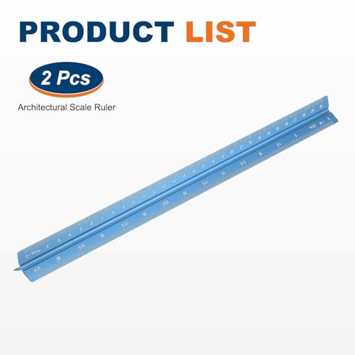 HARFINGTON 2 Pcs Architectural Scale Ruler, 12 Inch Metric Aluminum Alloy Architect Triangular Small Scale Laser-Etched Blueprint Drafting Ruler for Architects Engineers, Blue - color: Blue, size: 12 Inch