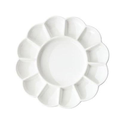 Round Porcelain Watercolor Paint Mixing Tray Ceramic Paint Palette 13 Wells, 8 inch