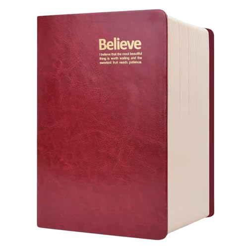 SAYEEC Thick Journal Lined Notebook 720 Pages Leather Writing Journal B6 Soft Cover College Ruled Notebook 360 Sheets Lined Paper Memo Book Personal Daily Diary Gift for Women Work Note Taking Travel - color: Dark Red B6 with Text Cover