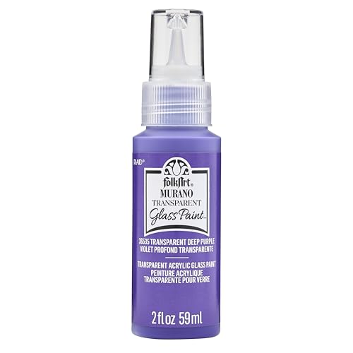 FolkArt Murano Transparent Acrylic Glass Paint, Deep Purple, Perfect for Indoor and Outdoor Arts and Crafts Projects, 2 fl oz, 36535 - color: Transparent Deep Purple, style: Transparent