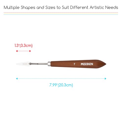 MEEDEN Artist Palette Painting Knife: 7.99" Flexible Stainless Steel Art Pallet Spatula Knife with Wooden Handle for Sculpting, Mixing & Texturing, #7 - style: #7