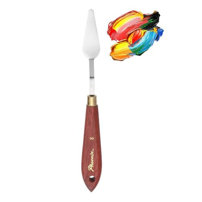 MECCANIXITY Pack of 1 Palette Knife No.8, 7.8" Long Palette Knives with Stainless Steel Flexible Spatula Pallet Knife and Wood Handle for Scraping, Mixing, Oil Acrylic Painting Canvas - style: No.8
