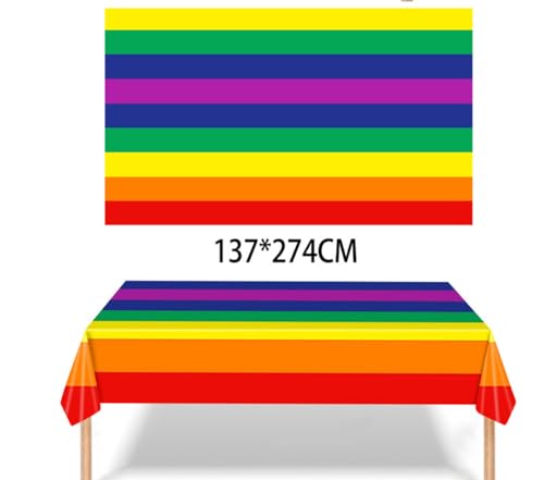 2 Pack Pride Rainbow Tablecloth - Gay Pride Decorations Plastic Disposable Table Covers 54 x 108 Inch - color: Party-8