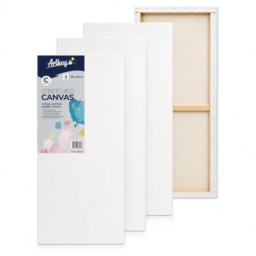 Large Canvas for Painting 16x40 Inch 4-Pack, 12.3 oz Triple Primed 100% Cotton Stretched Canvas, Blank Large Canvases for Oil Paint Acrylics Pouring & Wet Art Media - size: 16"x40"(4-Pack), style: Studio