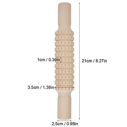 Clay Roller Wooden Solid Clay Rolling Pin Pottery Modeling Tools Dough Roller Baking Pastry Cake Pizza Roller (Lattice Type)