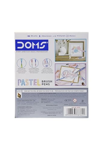 Doms Super Soft Tip Pastel Shades Brush Pen Set | 12 Pastel + 1 Silver + 1 Blender | Ideal for Doodling, Illustrations, Calligraphy, Artists & Professionals | Pack of 1