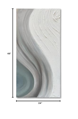 Art Hand-Painted White and Grey Gradient Texture Abstract Oil Painting, 48x24-inch Vertical Canvas Painting, Home and Office Wall Decoration Art - color: Yi114