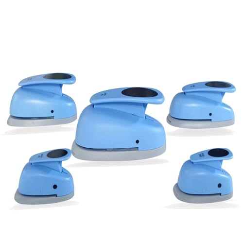Circle Punch, Blue Paper Punch,5 Sizes Creative Circle Hole Punch Cutters for Paper Crafts, Cardstock, Gift Wrapping, Scrapbook Tools Cards,Arts Fun Projects,Like Christmas and Birthday Gifts,etc.