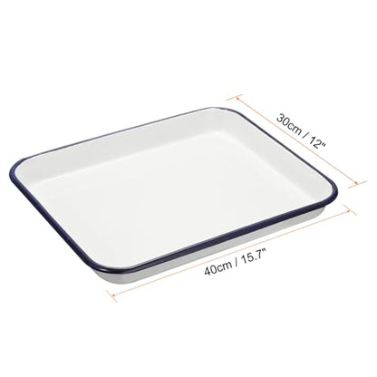 HARFINGTON Butcher Tray Palette 15.7" x 12" Metal Triple Enamel Coated | 40cm x 30cm, Artist Painter Painting Tool, for Art Paint Acrylic Watercolor Mixing, Rectangular Tray Holder - size: 15.7" x 12"
