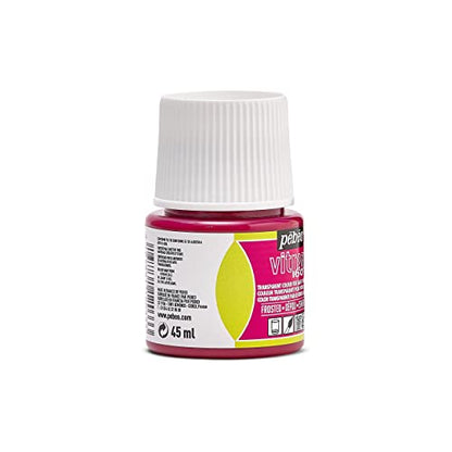 Pebeo Vitrea 160 Glass Paint - Water-Based Transparent High-Gloss Color Paints For Glass, Non-Toxic & Heat Safe, 45 ml Bottle, Pink - color: Rosa