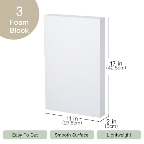 Crafare 17x11x2in Craft Foam Blocks 3 Pack Styrofoam Sheets for Art Project | Great for school projects, sculpting, floral, modeling, and centerpieces. These XPS foam boards are easy to cut and shape.