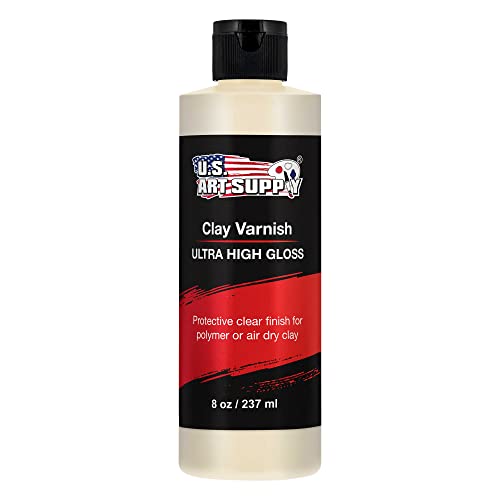 U.S. Art Supply 8oz High Gloss Clear Acrylic Topcoat & Air Dry Clay Varnish | Acrylic Painting Protectant, Air Dry Clay Glaze for Polymer Clays, Ceramics, Pouring Paint Artworks and Sculptures - size: 8-ounces