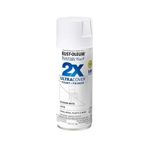 Rust-Oleum Painter's Touch 2X Ultra Cover Spray Paint, Satin Blossom White - color: Satin Blossom White, size: 12 Ounce (Pack of 1)