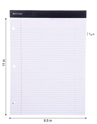 Mintra Office White Legal Pads – Ruled Notepads and Micro-Perforated Sheets, Ideal for Writing, Note-Taking & Creativity, Office, or Professional Use, Double Pad 3 pack, 8.5"x11" (Narrow Ruled) - color: White - Double Pad, size: Narrow