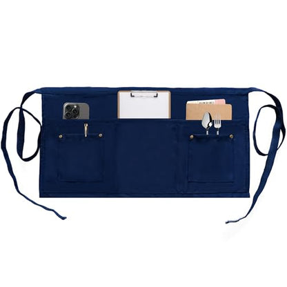 Server Apron with 5 Pockets - Rivet buckle Unisex Short/Half Waiter Waist Short Apron - color: Dark Blue