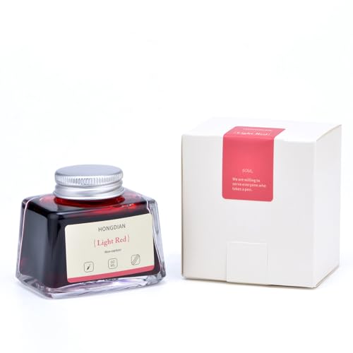 Hongdian Fountain Pen Bottled Ink Light Red Color, 60ml Non Carbon Inkwell Bottle, Artist Calligraphy Ink - color: Light Red