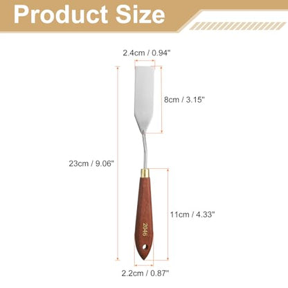 HARFINGTON 2pcs Palette Knife Painting Tool 3.15" x 0.91" Stainless Steel Teardrop Blade 9.06" Length Spatula Painting Pallet Knives with Hole Beech Wood Handle for Acrylic Canvas, Red/Silver - size: 9.06" x 0.91" x 3.15"