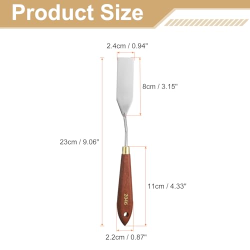 HARFINGTON 2pcs Palette Knife Painting Tool 3.15" x 0.91" Stainless Steel Teardrop Blade 9.06" Length Spatula Painting Pallet Knives with Hole Beech Wood Handle for Acrylic Canvas, Red/Silver - size: 9.06" x 0.91" x 3.15"