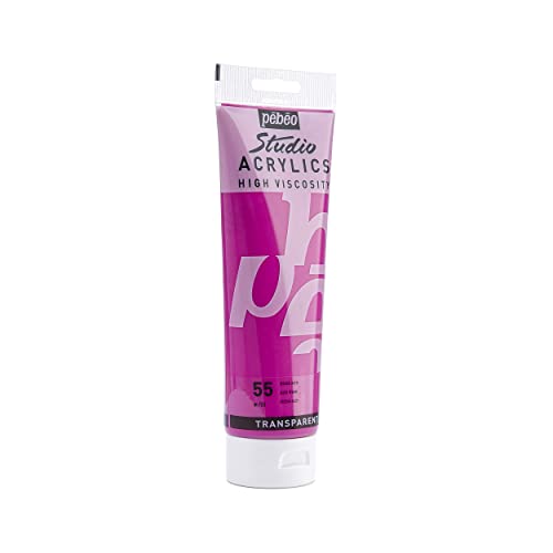 Pebeo Studio Acrylics High Viscosity, Fine Acrylic, 250 ml - AZO Pink (169-055), 8.45 Fl Oz (Pack of 1) - color: Azo Pink, size: 8.45 Fl Oz (Pack of 1)