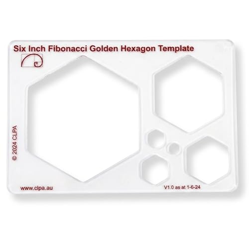 Fibonacci 6" Hexagon Drawing Template, Golden Ratio Stencil - style: 6" Hexagon