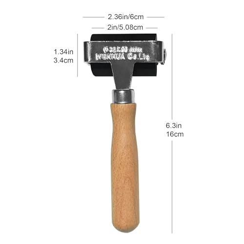 Soft Rubber Brayer – 45A Durometer Printmaking Roller, 2 Inch, for Gel Printing, Linocut & Block Printing, Heavy-Duty Steel Frame with Wood Handle - size: 2 in