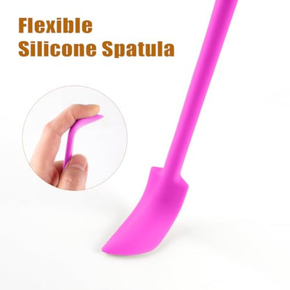 Silicone Spatula Set 6Pcs, Mini Jar Scraper for Makeup & Food | Mini spatulas reach every last drop in jars and bottles, reducing waste for food, cosmetics and personal care products. - color: Pink