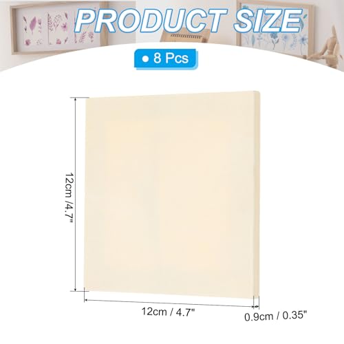 PATIKIL 4.7 x 4.7 Inch Wood Canvas Panels, 8pcs Unfinished Wooden Frame Square Art Board for Crafts Oil Paint Pouring Acrylics Painting DIY - size: 4.7 x 4.7 Inch