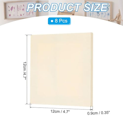 PATIKIL 4.7 x 4.7 Inch Wood Canvas Panels, 8pcs Unfinished Wooden Frame Square Art Board for Crafts Oil Paint Pouring Acrylics Painting DIY - size: 4.7 x 4.7 Inch