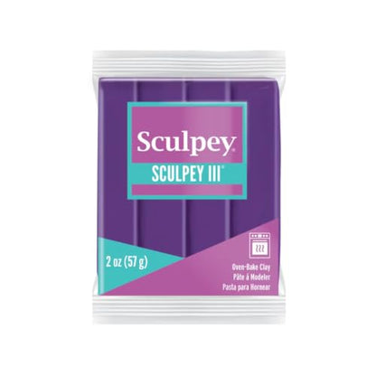 Sculpey Oven-Bake Clay, 2 oz. Bars, Sculpey III Purple, 30 Bars | Polymer Clay, Perfect for Jewelry, Home Decor, and General Crafting - size: 2 oz. Purple (30-Pack)