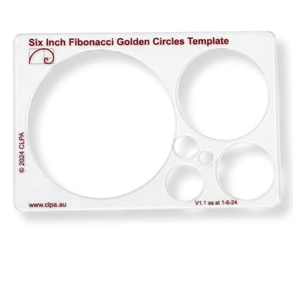 Fibonacci 6" Circle Drawing Template, Golden Ratio Stencil | Australian Designed and Made; Geometric Stencil for Art; Drafting and Quilting; PETG - style: 6" Circles