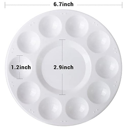 Hutou 12 Pack Paint Tray Palettes, Round, White | Painting Palette, Plastic Paint Pallets for Kids on School Project or Art Class - color: 12 Pack