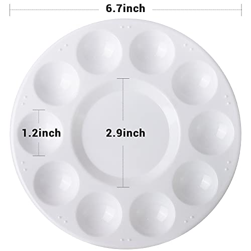 Hutou 6 Pack Paint Tray Palettes, Round, White | Plastic Paint Pallet for Kids Art Painting Palette for Painting or DIY Craft Class - color: 6 Pack