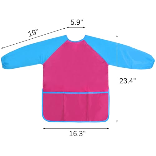 Kopokita Kids Art Smock, Toddlers Painting Apron Children Artist Smock - color: Hot Pink