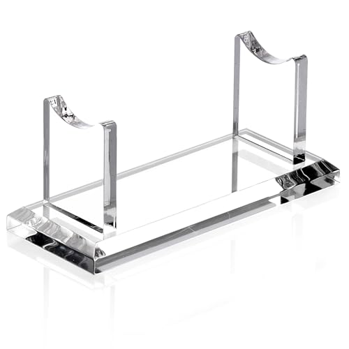 YUXUN Acrylic Pen Holder for Desk - Horizontal Single Pen Display | Fountain Pen Display with 8mm Thick Base | Fountain Pen Rest, Apple Pencil Stand, Crystal-Clear Desk Organizer - size: Single Pen Holder