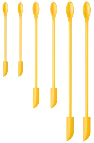 Silicone Spatula Set 6Pcs, Mini Jar Scraper for Makeup & Food | Mini spatulas reach every last drop in jars and bottles, reducing waste for food, cosmetics and personal care products. - color: Yellow