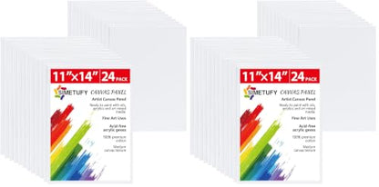 Simetufy 24 Pcs 11x14Inch Flat Canvas Boards for Painting, Art Panels (Pack of 2) - size: 11"x14" (Pack of 2)