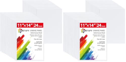 Simetufy 24 Pcs 11x14Inch Flat Canvas Boards for Painting, Art Panels (Pack of 2) - size: 11"x14" (Pack of 2)