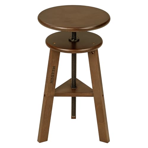 MEEDEN Walnut Drafting Stool with Solid Beech Wood, Height Adjustable Artist Studio Stool, Bar Stool, Office & Kitchen Stool, Perfect for Studio, Home Use, Bars | Up to 220 Lbs, German Beech Wood Drafting Chair, Perfect for Artists Studio, Home Use, Kitch