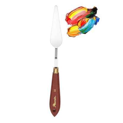 MECCANIXITY Pack of 1 Palette Knife No.14, 9.1" Long Palette Knives with Stainless Steel Flexible Spatula Pallet Knife and Wood Handle for Scraping, Mixing, Oil Acrylic Painting Canvas - style: No.14