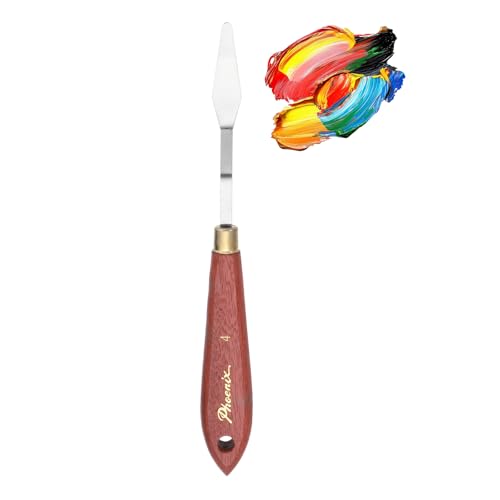 MECCANIXITY Pack of 1 Palette Knife No.4, 7.6" Long Palette Knives with Stainless Steel Flexible Spatula Pallet Knife and Wood Handle for Scraping, Mixing, Oil Acrylic Painting Canvas - style: No.4