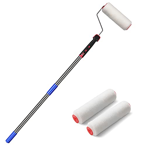 FLY HAWK Paint Roller,4 FT Brush kit Multi-Function Paint Roller kit with House Paint Roller Brush Stainless Steel Pole, New Splicing Rod, Mural Brush for Walls and Ceiling (White) (4 FT) - size: 4 Feet