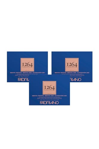 Fabriano 1264 Bristol Smooth Pad, 18" x 24", Glue Bound, 100 lb., 3-Pack - size: 18" x 24", 3-Pack