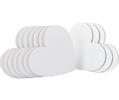 NBEADS 12 Pcs Heart Painting Canvas Panels, 5.9inch Blank Canvas Drawing Boards for Oil & Acrylic Painting Students Artist Hobby Painters and Beginners, 15x15cm - size: L.W: 6"×6"/Thi: 0.1"-Heart